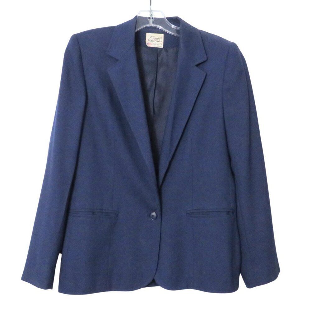 Vintage Country Suburbans Blazer Women's 8 Navy Blue Lined, Business Career